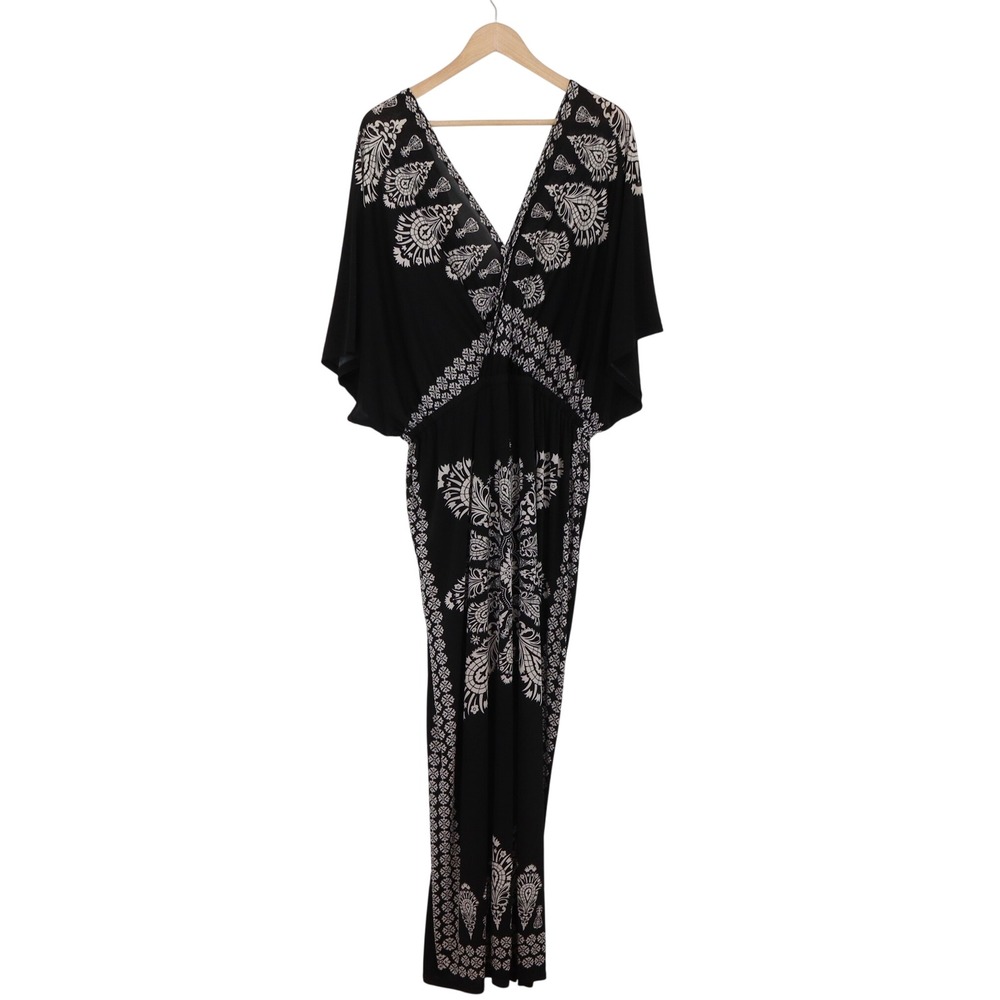 Unbranded Maxi Dress Womens 3X Black Medallion Print Excellent